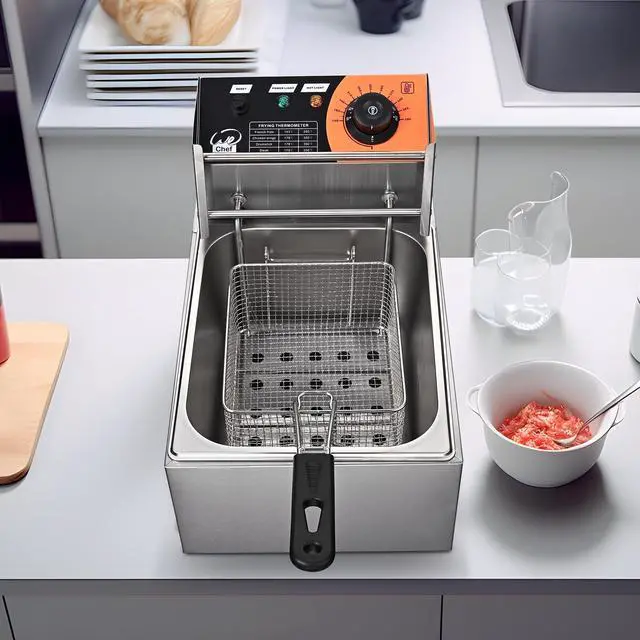 Alt view image 3 of 7 - 2500W 12L Professional Deep Fryer Countertop Single Basket French Fry Restaurant