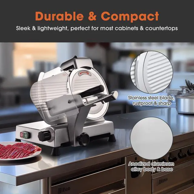 Alt view image 6 of 7 - 240w Electric Meat Slicer 10" Stainless Steel Blade Food Cheese Slicer 530RPM