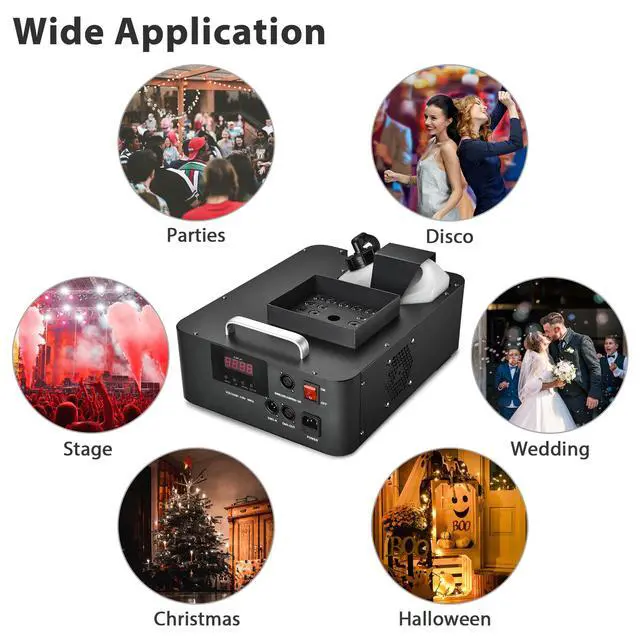 Alt view image 4 of 7 - Yescom Vertical Smoke Fog Machine With Lights LED 1500W Floor Fogger DJ Equipment for Parties Stage Show Weddings Disco