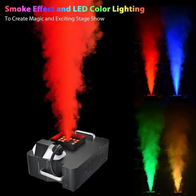 Alt view image 3 of 7 - Yescom Vertical Smoke Fog Machine With Lights LED 1500W Floor Fogger DJ Equipment for Parties Stage Show Weddings Disco