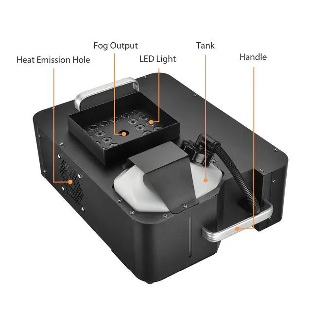 Alt view image 5 of 7 - Yescom Vertical Smoke Fog Machine With Lights LED 1500W Floor Fogger DJ Equipment for Parties Stage Show Weddings Disco