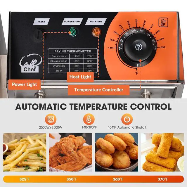 Alt view image 2 of 7 - Commercial 5000W 20L Electric Countertop Deep Fryer Single Large Tank Basket French Fry Restaurant