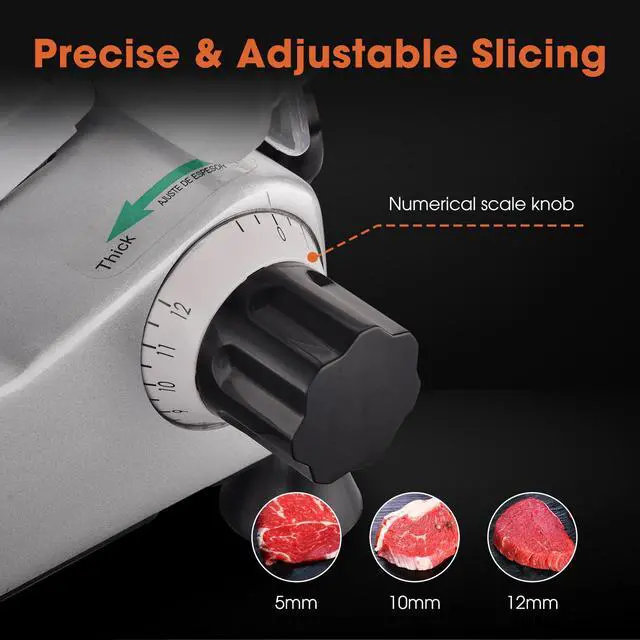 Alt view image 7 of 7 - 240w Electric Meat Slicer 10" Stainless Steel Blade Food Cheese Slicer 530RPM