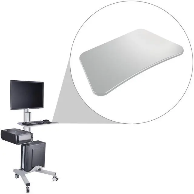 Alt view image 5 of 7 - Yescom Sliding Desktop Keyboard Tray for PC Mobile Cart Medical Trolley Cart Silver