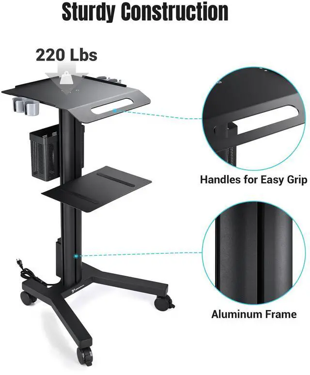 Alt view image 5 of 7 - Yescom 2 Tiers Medical Trolley Mobile Medical Cart Rolling Cart Lab Dental Office