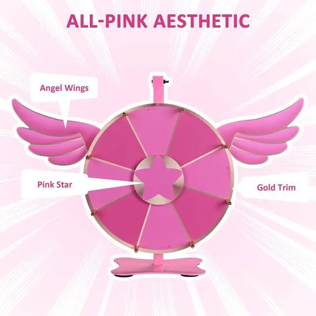 Alt view image 2 of 7 - WinSpin 12" Pink Angel Prize Wheel Tabletop Spinning 8 Slots Party Events Club
