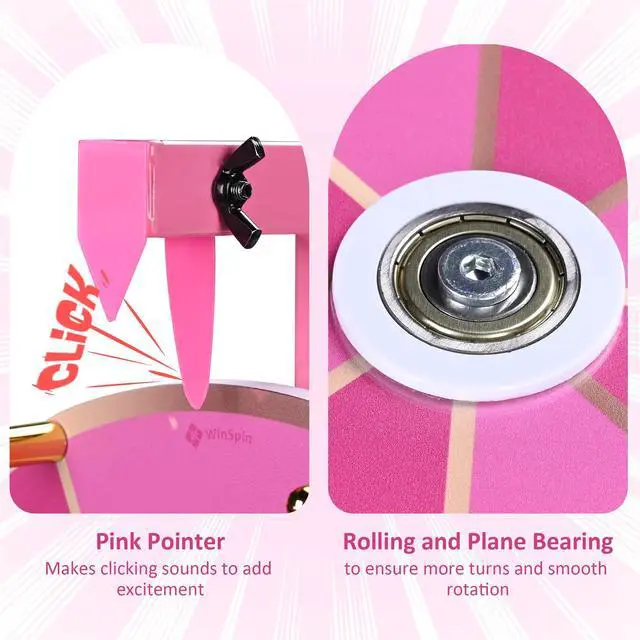 Alt view image 4 of 7 - WinSpin 12" Pink Angel Prize Wheel Tabletop Spinning 8 Slots Party Events Club
