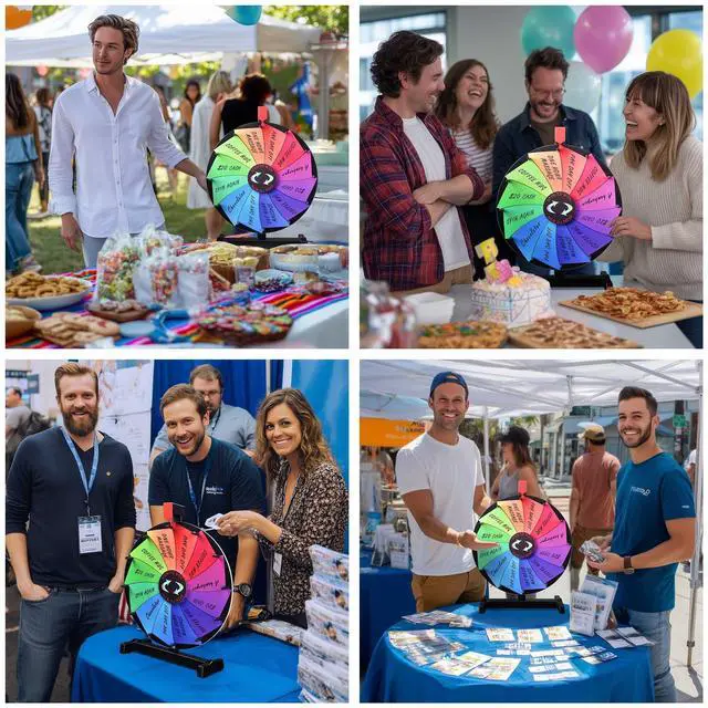 Alt view image 7 of 7 - WinSpin 15" Tabletop Color Prize Wheel 12 Slots Editable Fortune Spinning Wheel for Tradeshow Carnival Game Wheel, Pinwheel Series