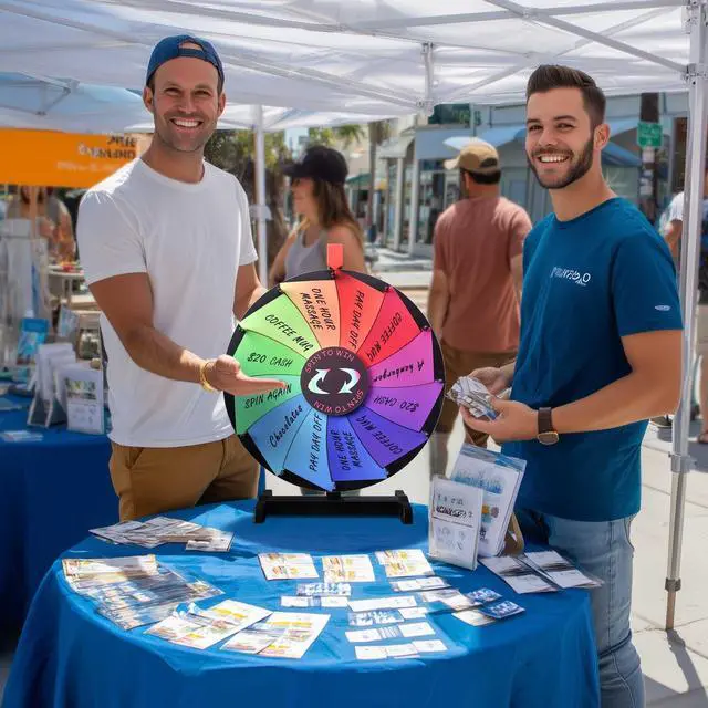 Alt view image 6 of 7 - WinSpin 18" Tabletop Color Prize Wheel 12 Slots Editable Fortune Spinning Wheel for Tradeshow Carnival Game Wheel, Pinwheel Series