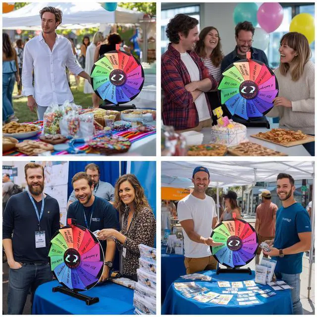 Alt view image 7 of 7 - WinSpin 18" Tabletop Color Prize Wheel 12 Slots Editable Fortune Spinning Wheel for Tradeshow Carnival Game Wheel, Pinwheel Series