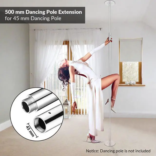 Alt view image 2 of 7 - Yescom 500 mm New Chrome Dancing Pole Extension for 45 mm Professional Pole Fitness Spinning Pole Accessories, Silver