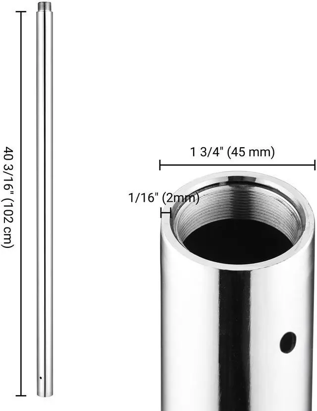 Alt view image 5 of 7 - Yescom 3.4 FT New Chrome Dancing Pole Extension for 45 mm Professional Pole Fitness Spinning Pole Accessories, Silver