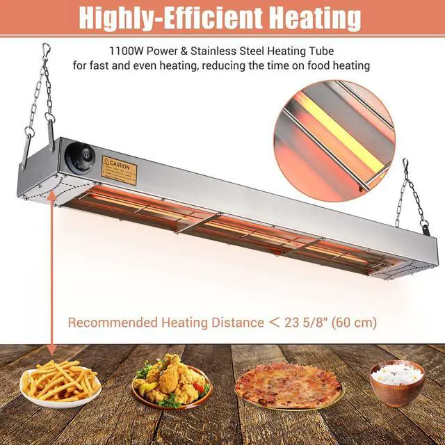 Alt view image 5 of 7 - WeChef Electric Strip Heater 2 Pack Portable 36" 1000W Commercial Food Warmer Heating Lamp for Fry Chicken