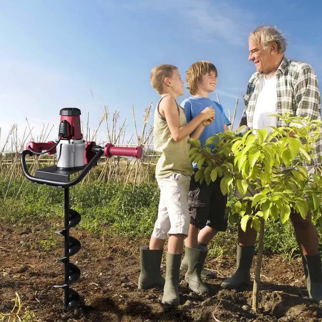 Alt view image 3 of 6 - Yescom 1500W Electric Post Hole Digger Earth Auger Drill 2HP Powerhead 6" 10" Bit Fence