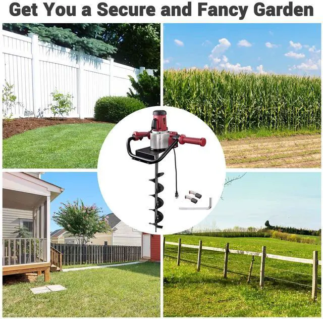 Alt view image 4 of 6 - Yescom 1500W Electric Post Hole Digger Earth Auger Drill 2HP Powerhead 6" 10" Bit Fence