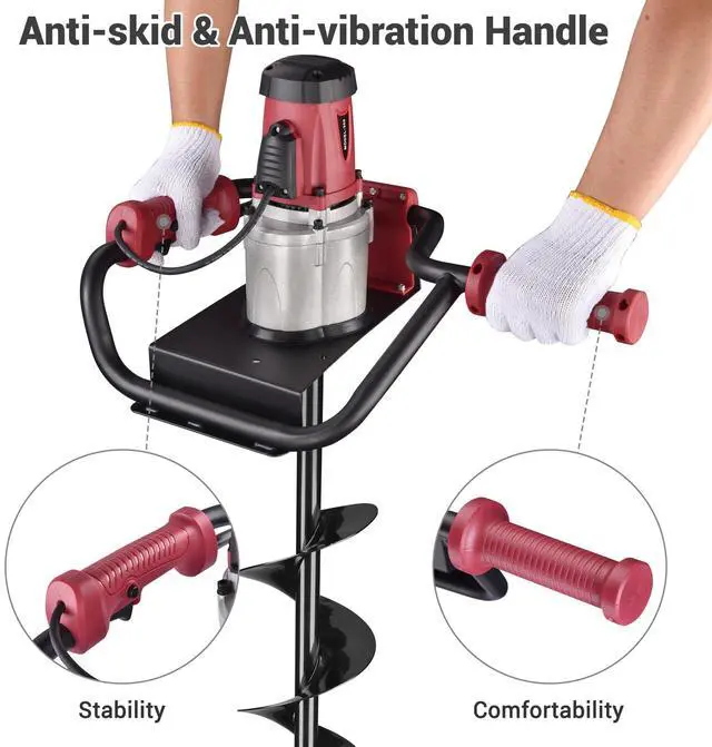 Alt view image 6 of 6 - Yescom 1500W Electric Post Hole Digger Earth Auger Drill 2HP Powerhead 6" 10" Bit Fence