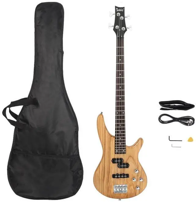 Main image of Electric Bass Guitar Full Size Standard Beginner Kit 4 String Cable Strap Carry Bag