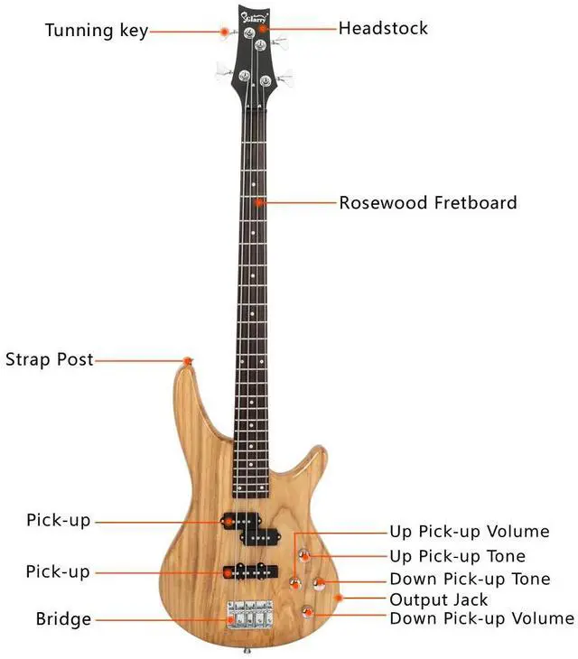 Alt view image 5 of 7 - Electric Bass Guitar Full Size Standard Beginner Kit 4 String Cable Strap Carry Bag