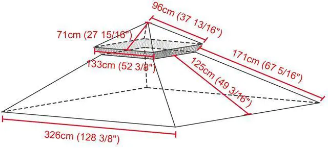 Alt view image 5 of 7 - Yescom 10.6'x10.6' Gazebo Top Replacement Fit for Brand_Model Target Madaga/L-GZ136PST2 Tier Patio Garden Light Beige