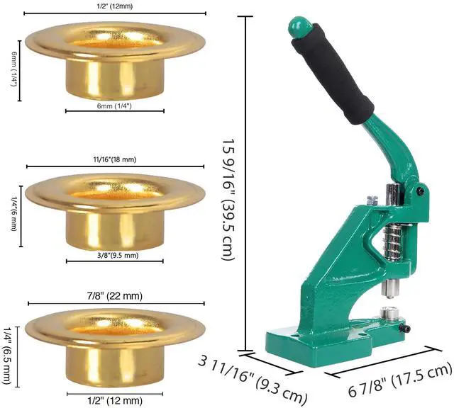Alt view image 2 of 7 - Yescom Grommet Tool Kit 4900pcs Brass Eyelets Washers #0/#2/#4 Die Hole Puncher Hand Press Machine for Fabric Crafting