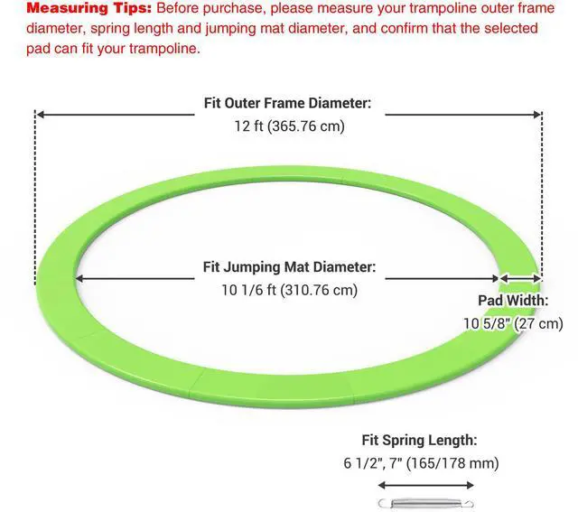 Alt view image 2 of 7 - Yescom 12 Ft Universal Replacement Round Trampoline Safety Pad PVC EPE Foam Protection