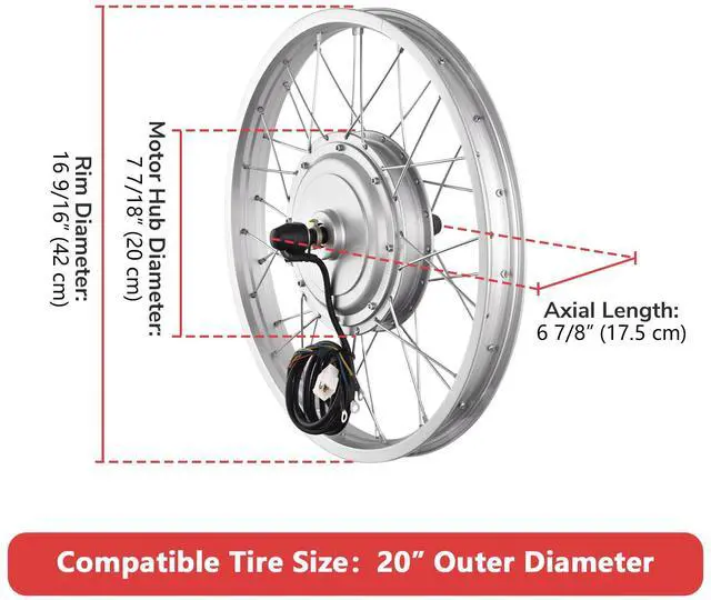 Alt view image 3 of 7 - Yescom Electric Bicycle E-Bike Conversion Kit Controller for 20" 750W 36V E-bike Front Wheel Motor Kit