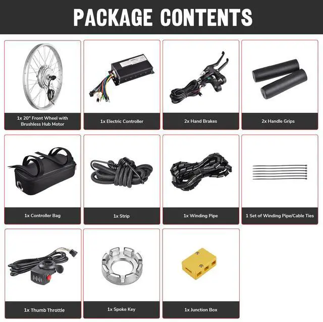 Alt view image 7 of 7 - Yescom Electric Bicycle E-Bike Conversion Kit Controller for 20" 750W 36V E-bike Front Wheel Motor Kit