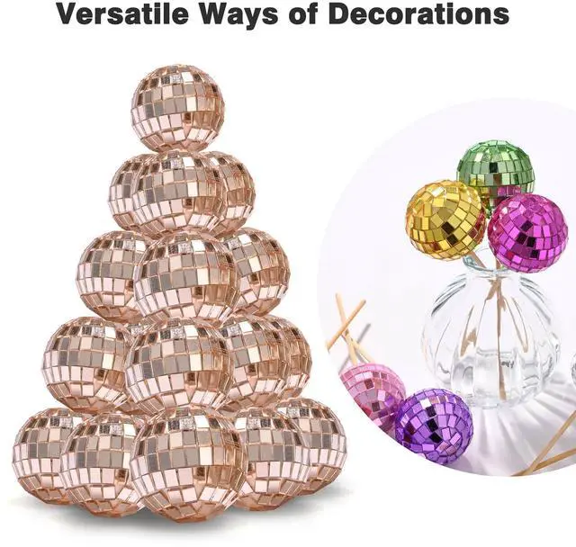 Alt view image 7 of 7 - Yescom 20PCS 1.6" Small Disco Ball Mirror Mini Hanging Decoration for Events Wedding 70s 80s Party Business Holiday Home Decor
