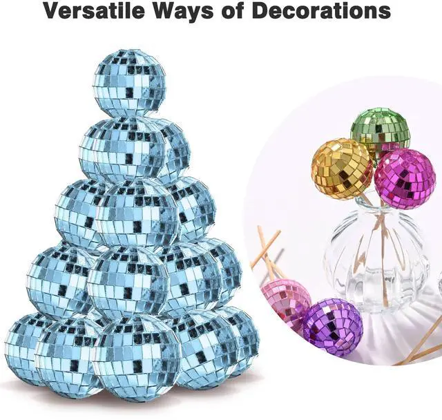 Alt view image 7 of 7 - Yescom 20PCS 1.6" Small Disco Ball Mirror Mini Hanging Decoration for Events Wedding 70s 80s Party Business Holiday Home Decor