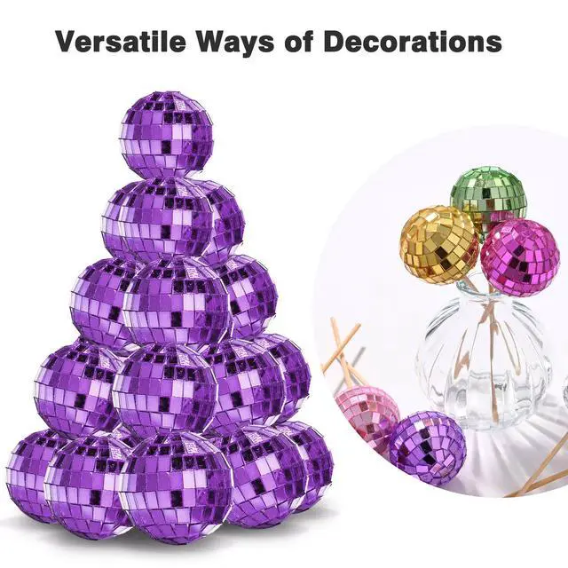 Alt view image 7 of 7 - Yescom 20PCS 1.6" Small Disco Ball Mirror Mini Hanging Decoration for Events Wedding 70s 80s Party Business Holiday Home Decor