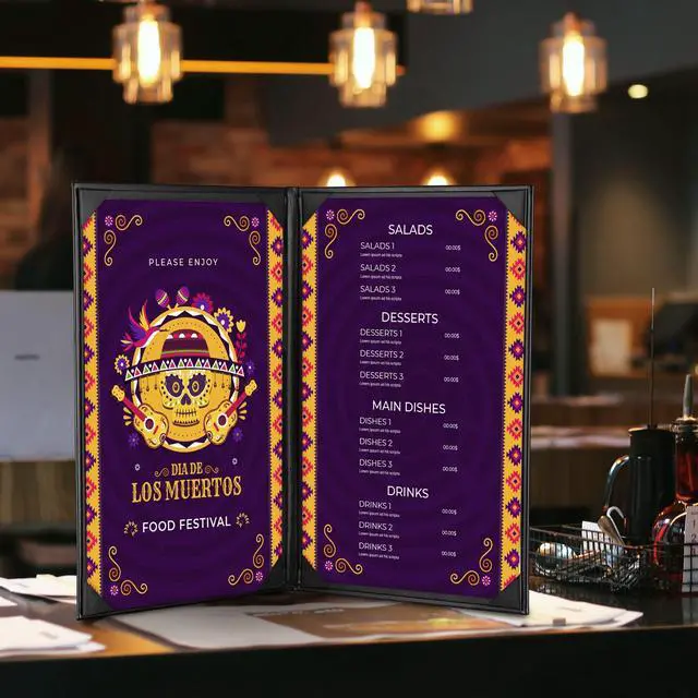 Alt view image 2 of 6 - WeChef 10 Packs Restaurant Menu Covers 8.5 x 14 Book Style 2 Pages 2 Views Black