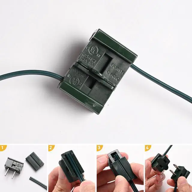 Alt view image 2 of 5 - DELight 500Ft SPT-1 Electrical Wire 18 AWG UL Listed with 20 Male/Female Plugs Christmas Extension Lamp Wire Cord Green Rope