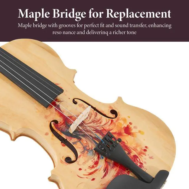 Alt view image 2 of 6 - Yescom Beginner Violin Full Size 4/4 Solid Wood Full Set with Carry Case Mute Bow Shoulder Rest for Student Adults Starter Unique Peacock