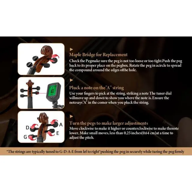 Alt view image 5 of 6 - Yescom Beginner Violin Full Size 4/4 Solid Wood Full Set with Carry Case Mute Bow Shoulder Rest for Student Adults Starter Beautiful Butterfly