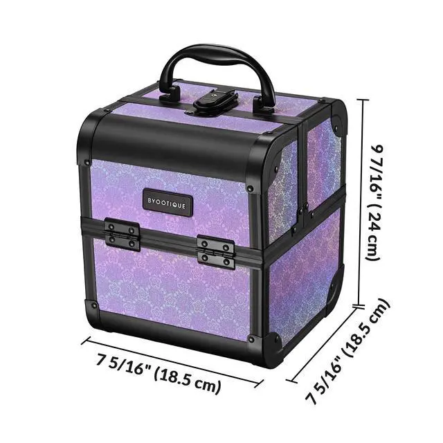 Alt view image 5 of 7 - Byootique 2-Piece Makeup Train Case Cosmetic Organizer Kit Charm ForgetMeNot