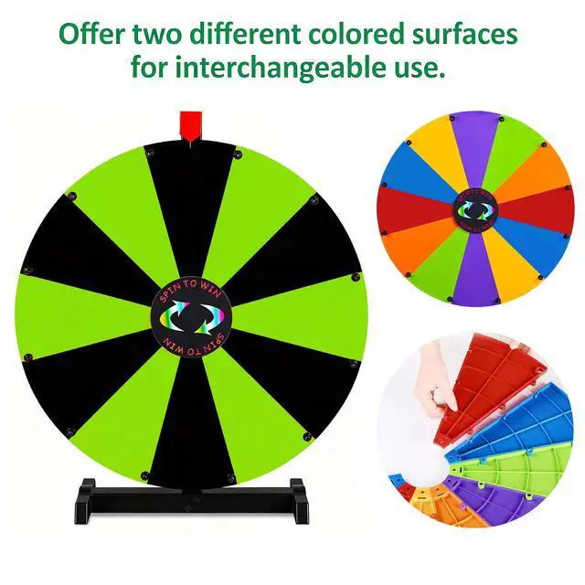 Alt view image 3 of 7 - WinSpin 24" Display Prize Wheel Black & Green DIY Tabletop 12 Slots Modular Custom Spinning Wheel for Pop Up Trade Show