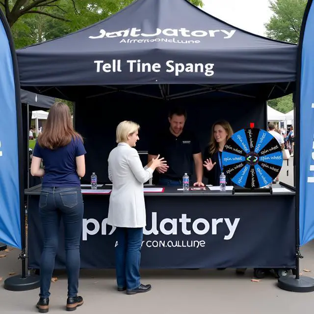 Alt view image 2 of 7 - WinSpin 24" Display Prize Wheel Black & Blue DIY Tabletop 12 Slots Modular Custom Spinning Wheel for Pop Up Trade Show