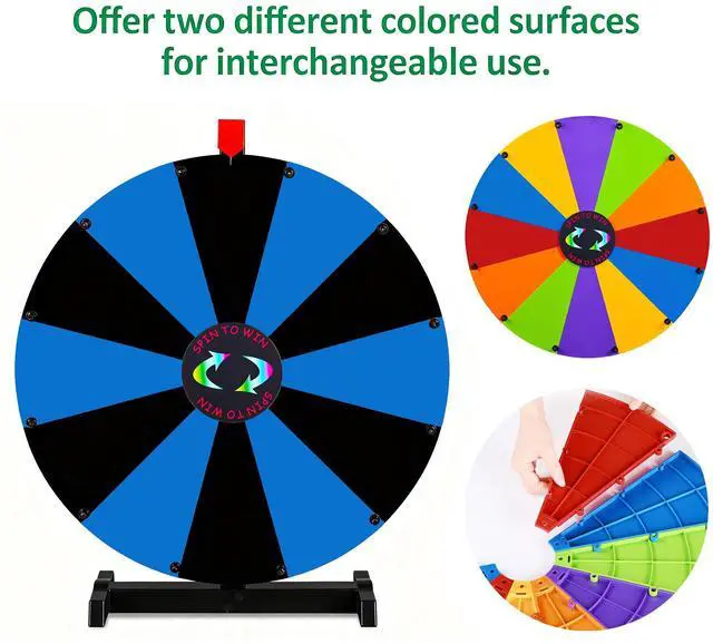 Alt view image 3 of 7 - WinSpin 24" Display Prize Wheel Black & Blue DIY Tabletop 12 Slots Modular Custom Spinning Wheel for Pop Up Trade Show