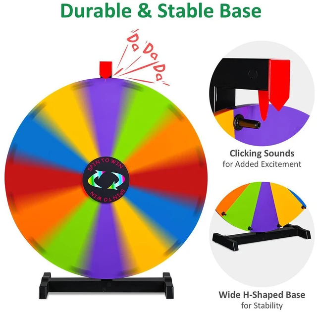 Alt view image 7 of 7 - WinSpin 24" Modular Prize Wheel Tabletop w/ Palm Springs Pink Fringe Umbrella for Outdoor Pop-up Shop Craft Booth