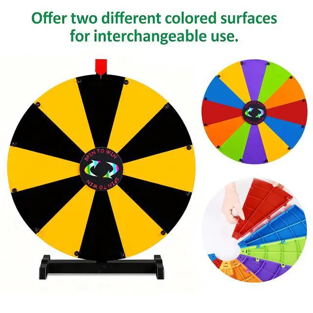 Alt view image 2 of 7 - WinSpin 24" Display Prize Wheel Black & Yellow DIY Tabletop 12 Slots Modular Custom Spinning Wheel for Pop Up Trade Show