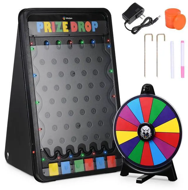 Main image of WinSpin 19x30" Prize Drop Board with LED Light & 12" Prize Wheel Fortune Game
