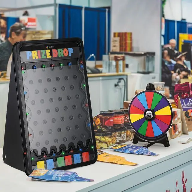 Alt view image 4 of 7 - WinSpin 19x30" Prize Drop Board with LED Light & 12" Prize Wheel Fortune Game
