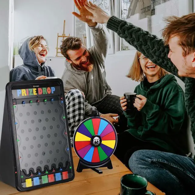 Alt view image 5 of 7 - WinSpin 19x30" Prize Drop Board with LED Light & 12" Prize Wheel Fortune Game