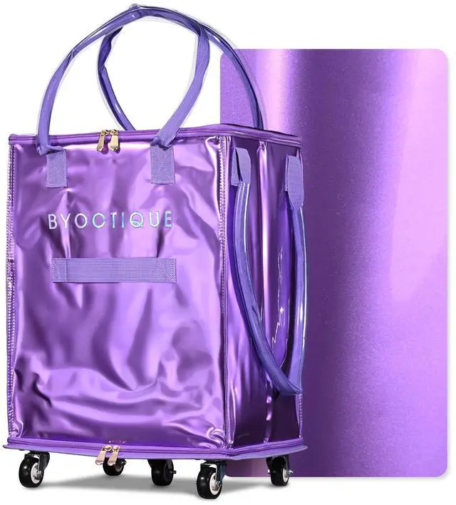 Main image of Byootique 16" Rolling Tote Bag Grocery Bag on Wheels Shopping Trolley DuskViolet