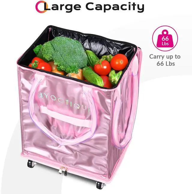 Alt view image 2 of 7 - Byootique 16" Rolling Tote Bag Grocery Bag on Wheels Shopping Trolley BubbleRush