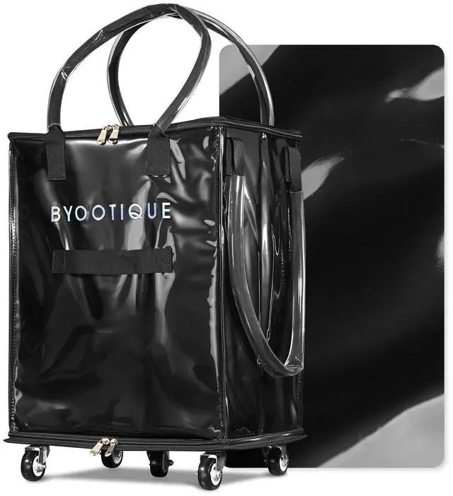 Main image of Byootique 16" Rolling Tote Bag Grocery Bag on 5 Wheels for Travel MidnightGlitz