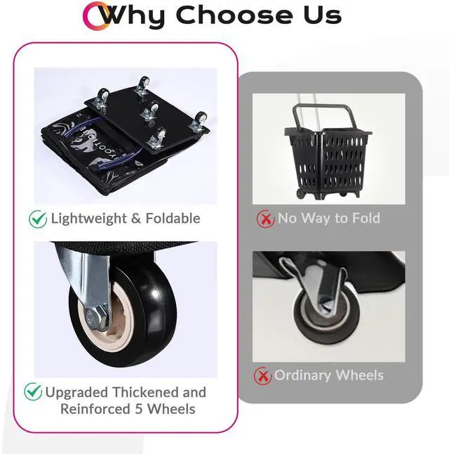 Alt view image 4 of 7 - Byootique 16" Rolling Tote Bag Grocery Bag on 5 Wheels for Travel MidnightGlitz