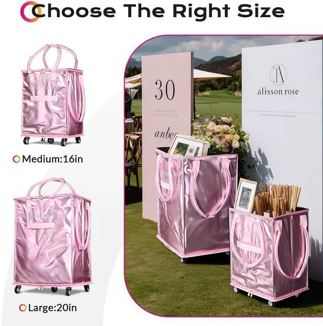 Alt view image 5 of 7 - Byootique 20" Rolling Tote Bag Grocery Bag on Wheels Shopping Trolley BubbleRush