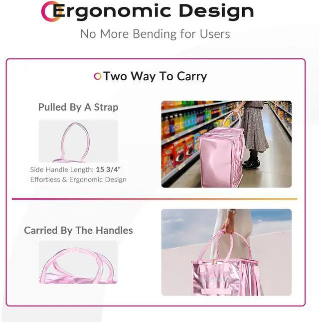 Alt view image 6 of 7 - Byootique 20" Rolling Tote Bag Grocery Bag on Wheels Shopping Trolley BubbleRush