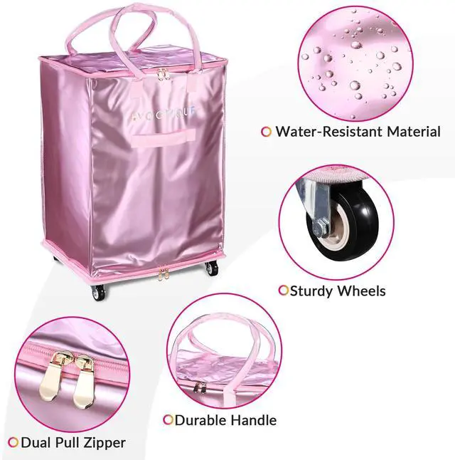 Alt view image 7 of 7 - Byootique 20" Rolling Tote Bag Grocery Bag on Wheels Shopping Trolley BubbleRush